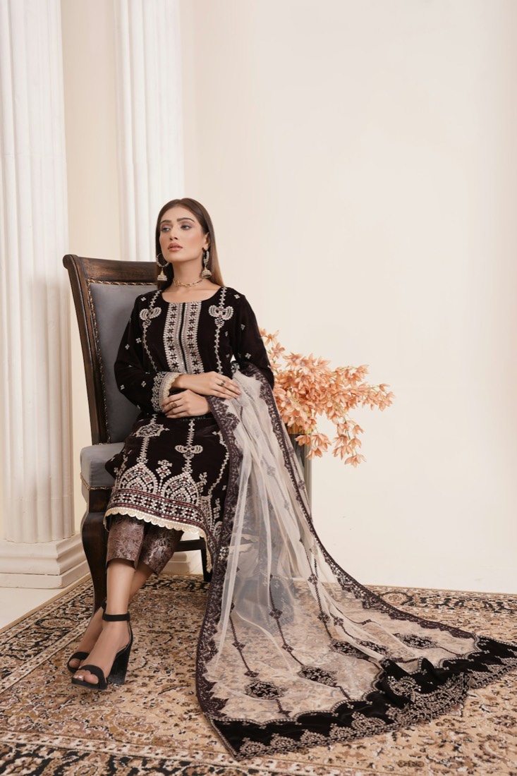 Black Velvet Suit with Shawl