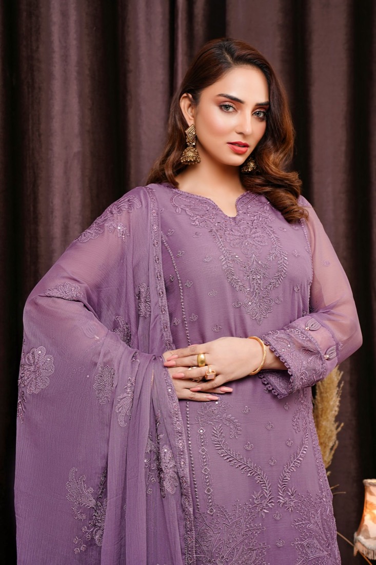 Lilac Chiffon Three-Piece
